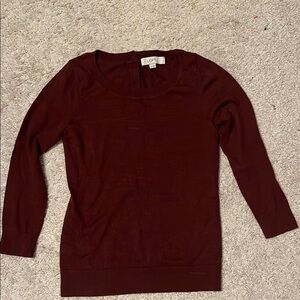 LOFT Deep Red Knit Top